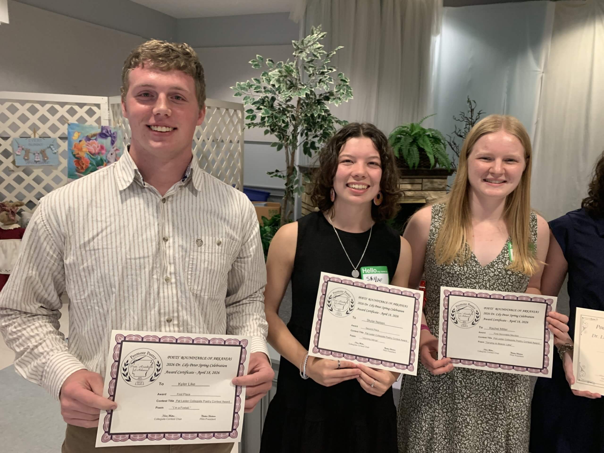 Poets’ Roundtable of Arkansas names winners of 2026 Pat Laster Collegiate Poetry Contest